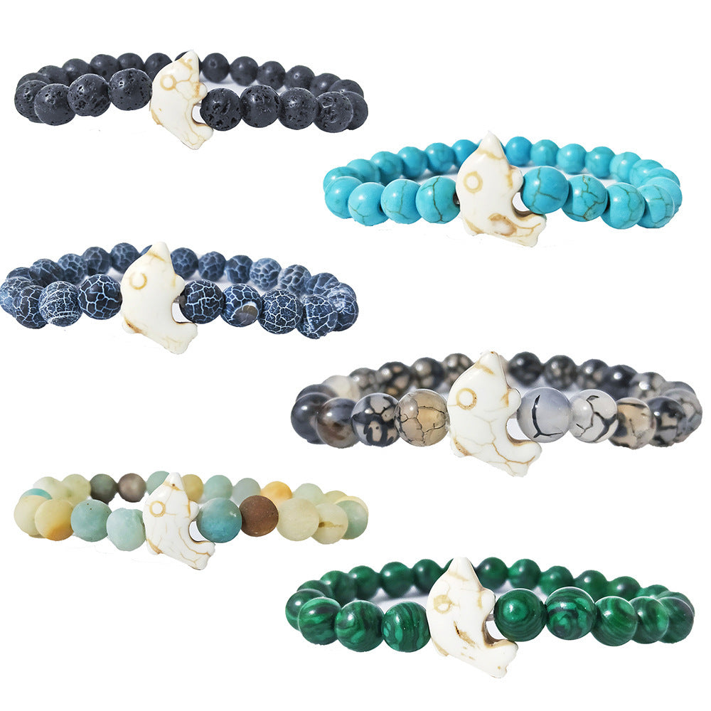 Dolphin Volcanic Rock Elastic Bracelets
