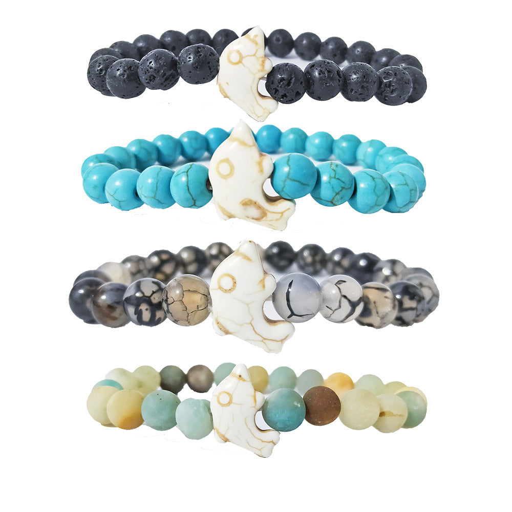 Dolphin Volcanic Rock Elastic Bracelets