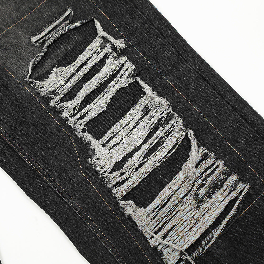 Fashion Punk Patch Denim Trousers Men