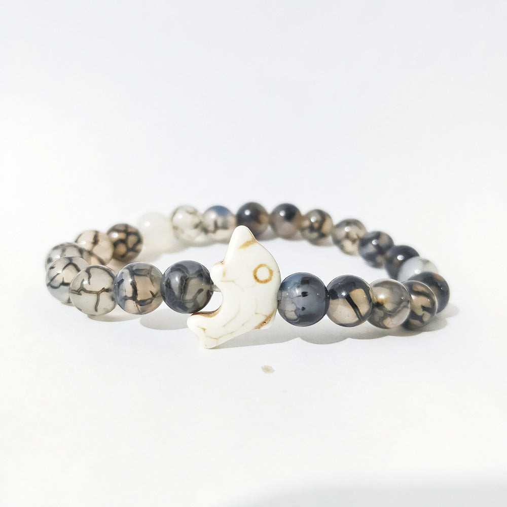 Dolphin Volcanic Rock Elastic Bracelets