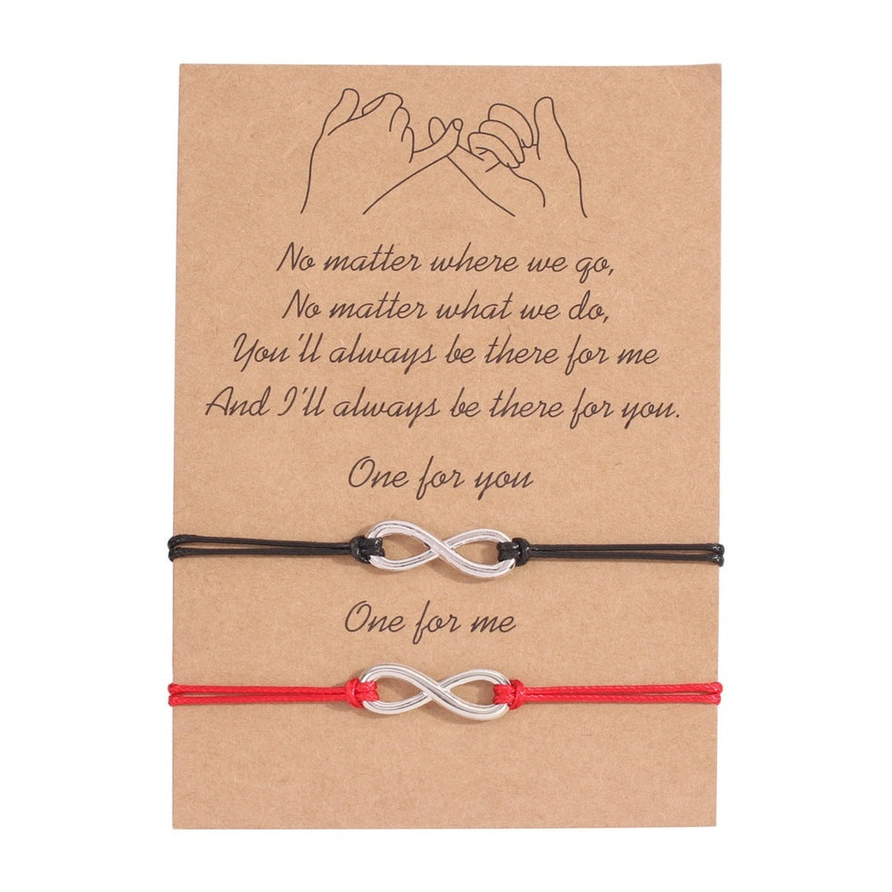 Two-Piece Fashion Multi-Element Couple Bracelets Adjustable Wax Rope Men'S And Women'S Friendship Bracelets