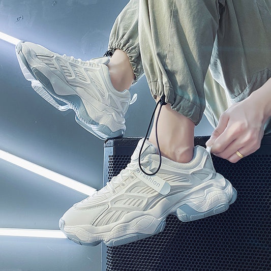 Men's Shoes Trend Wild White Leisure Increase Youth Sports Net Celebrity Old Daddy Shoes Trendy Shoes