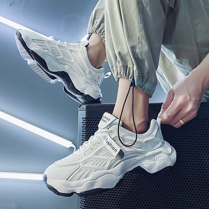 Men's Shoes Trend Wild White Leisure Increase Youth Sports Net Celebrity Old Daddy Shoes Trendy Shoes