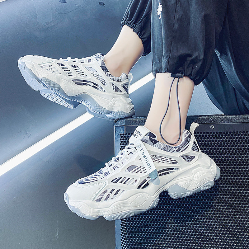Men's Shoes Trend Wild White Leisure Increase Youth Sports Net Celebrity Old Daddy Shoes Trendy Shoes