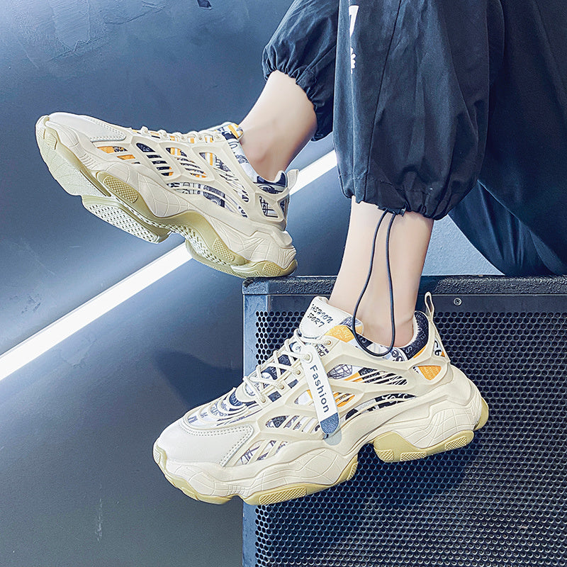 Men's Shoes Trend Wild White Leisure Increase Youth Sports Net Celebrity Old Daddy Shoes Trendy Shoes