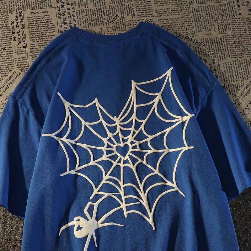 100 Cotton Summer Fashion Brand Letters Spider Web Printed Short Sleeve T-shirt Young And Older Boys And Girls Clothes Children's Clothing Kids