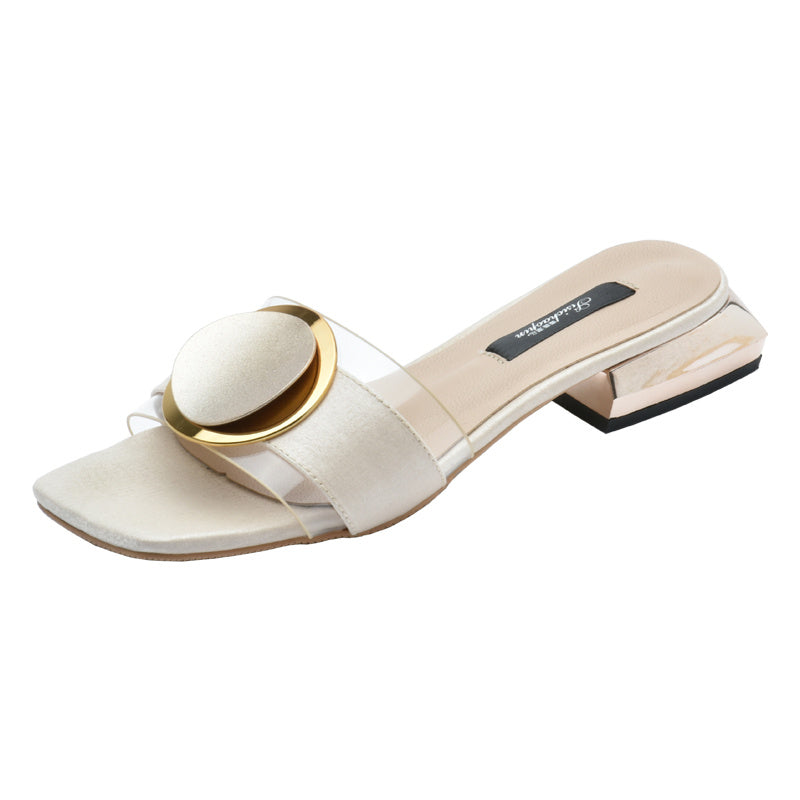 Beach Flat-bottomed Flip-flops Fashion Mid-heel Ins Trendy Shoes