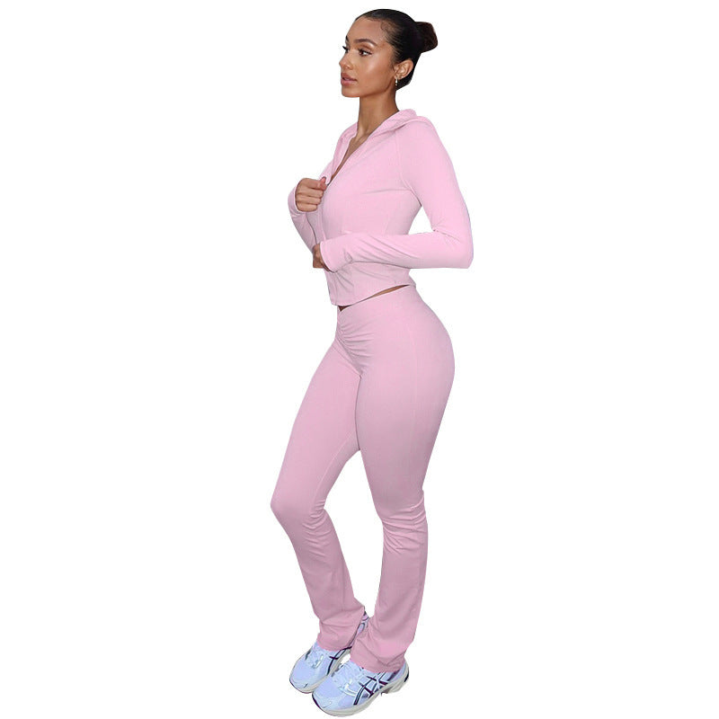 Women's Line Lapel Zipper Hooded Suits