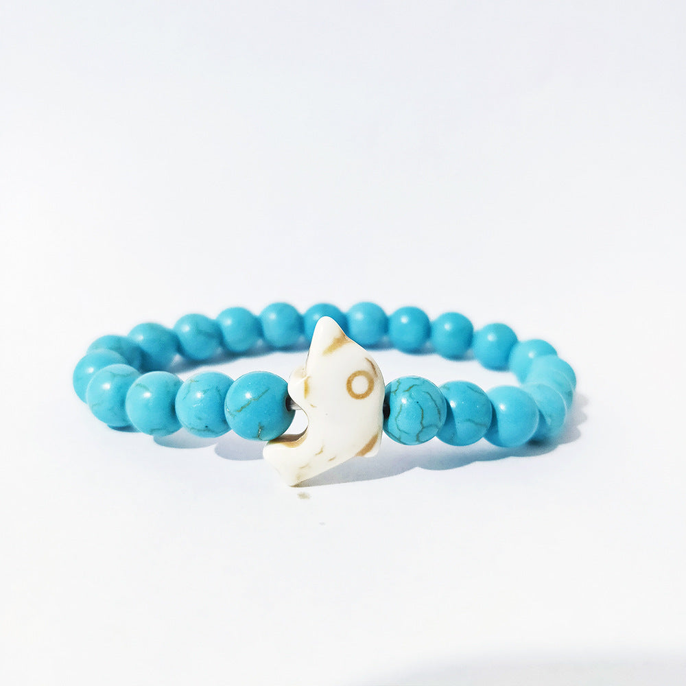 Dolphin Volcanic Rock Elastic Bracelets