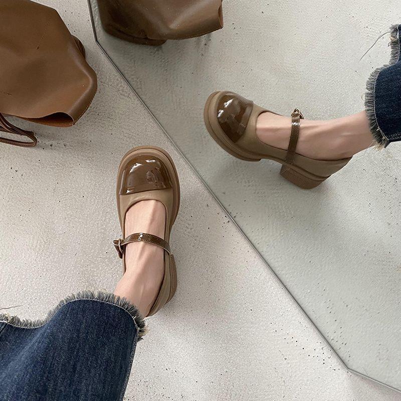 Women's Fashion Retro Platform Chunky Heel Shoes