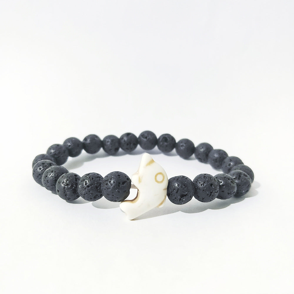 Dolphin Volcanic Rock Elastic Bracelets
