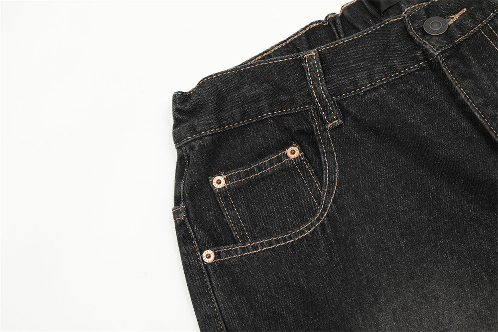 Fashion Punk Patch Denim Trousers Men